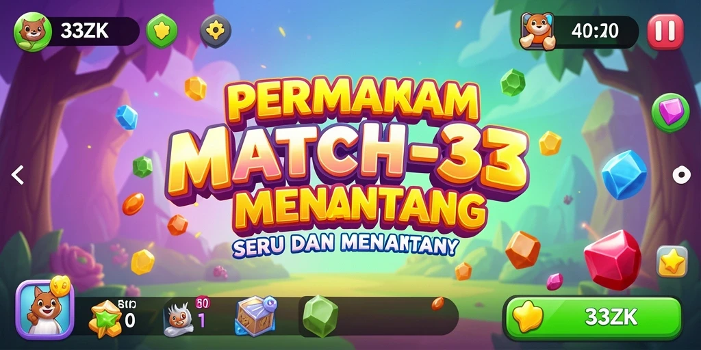 Tampilan gameplay seru di dalam permainan Match-3 33ZK.