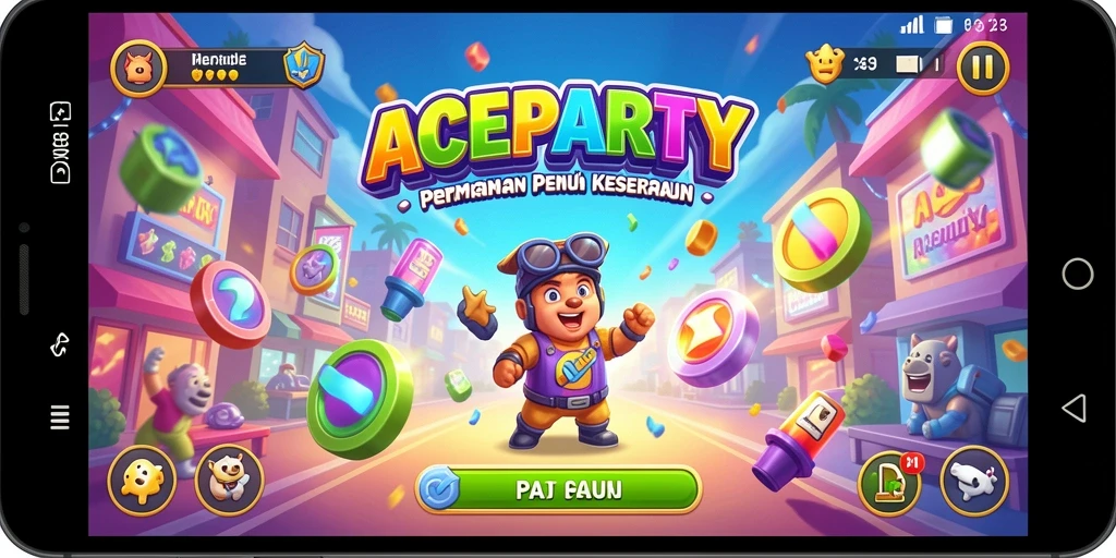 Tampilan gameplay seru ACEPARTY dengan tantangan Arcade.