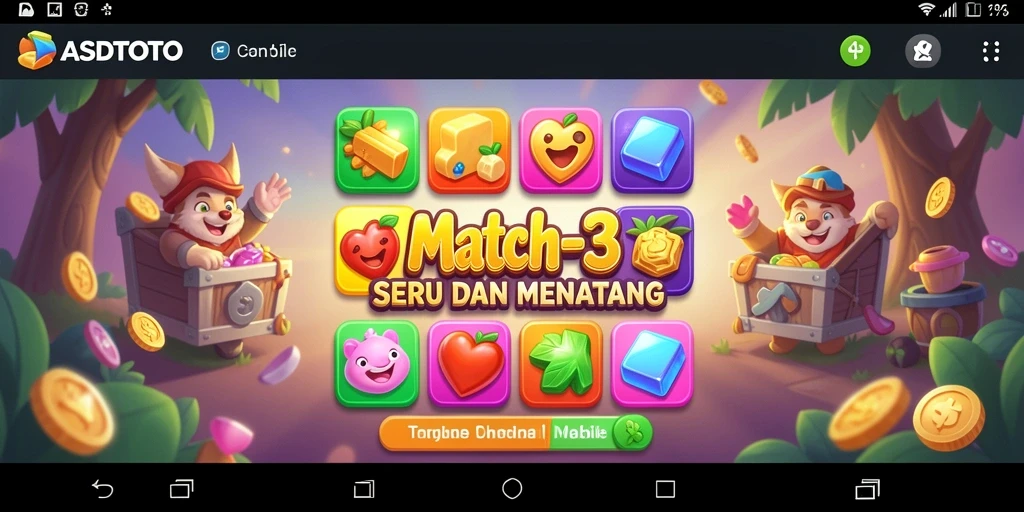 Tampilan menarik gameplay Match-3 ASDTOTO yang penuh warna.