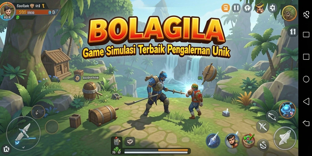 Screenshot utama BOLAGILA menampilkan aksi seru dalam gameplay simulasi.