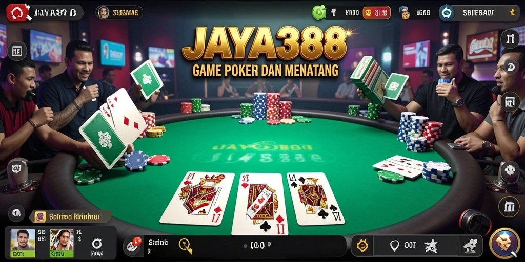 Screenshot gameplay JAYA388 menampilkan pemain berinteraksi di meja poker.