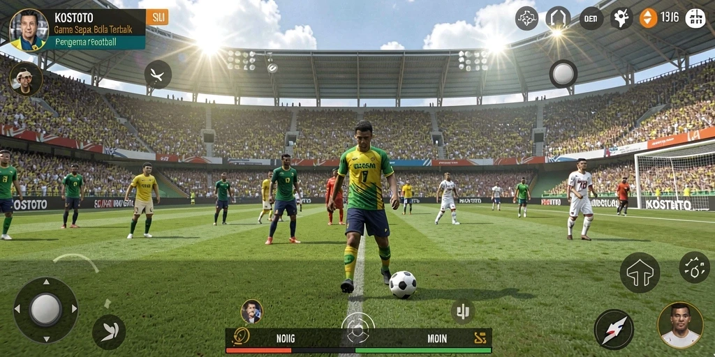 Gameplay KOSTOTO yang menegangkan dalam aksi sepak bola.