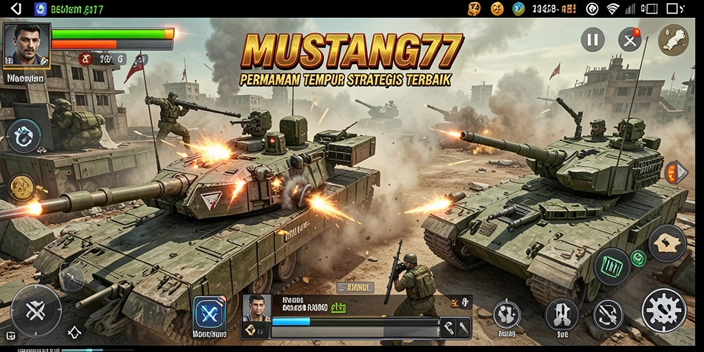 Screenshot gameplay <strong>MUSTANG77</strong> penuh aksi dan strategi tempur.
