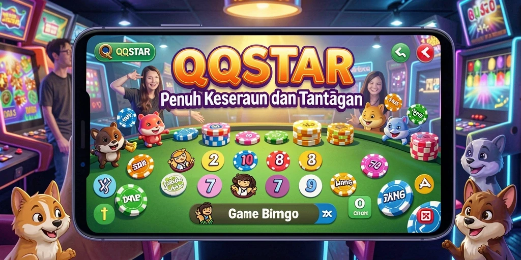 Screenshot permainan Bingo QQSTAR dengan antarmuka menarik.